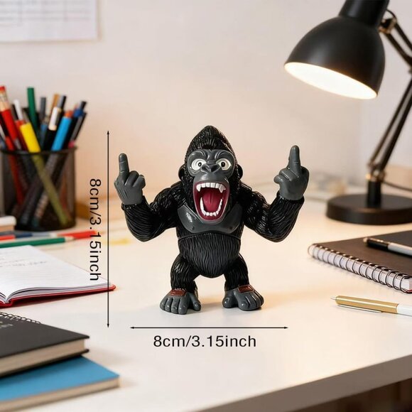 Resin Gorilla Funny Middle Finger Sculpture Decoration for Home Office Desk - Picture 2 of 6